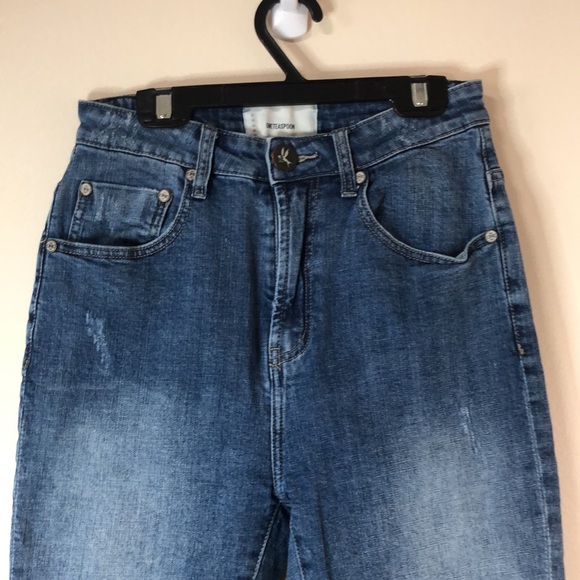 One Teaspoon Super High Waist Freebirds II Distressed Blue Jeans Size 27 - Picture 3 of 16